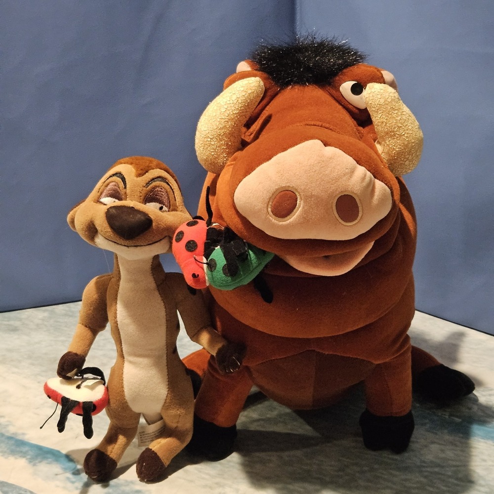 Vintage Walt Disney‎ World Timon 14" Pumbaa 18" Plush Set Lion King